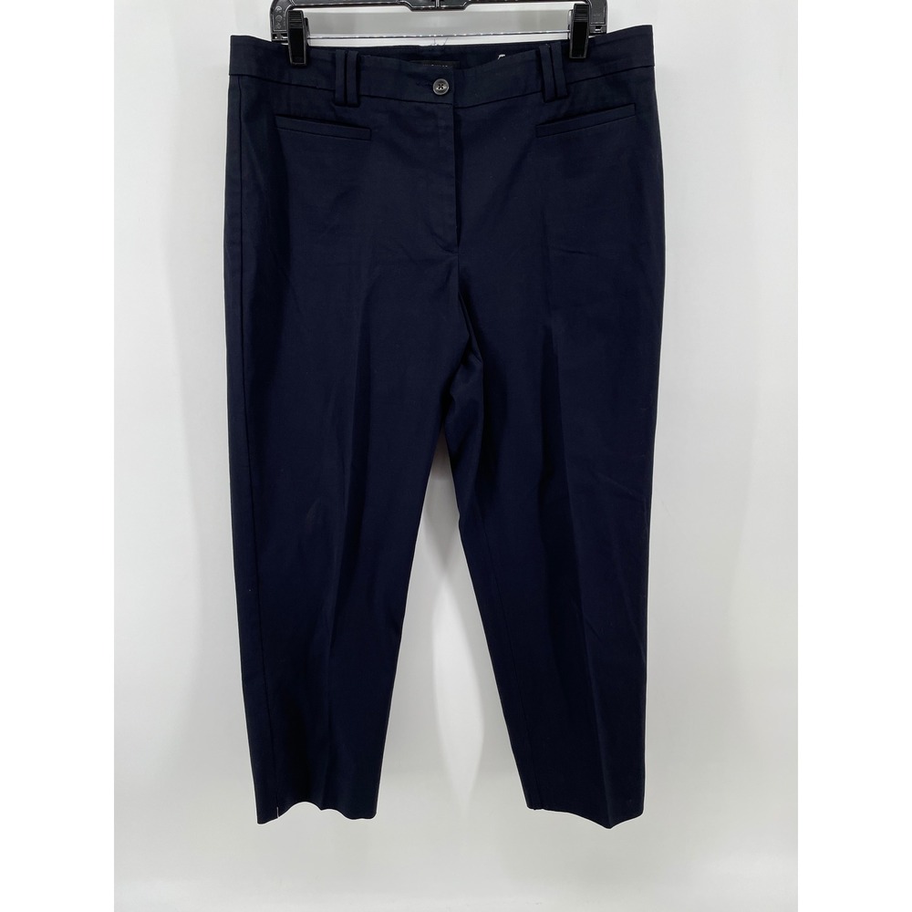 Ann Taylor Dress Pants Womens 12 Black Curvy Fit Cotton Blend Ankle Trousers